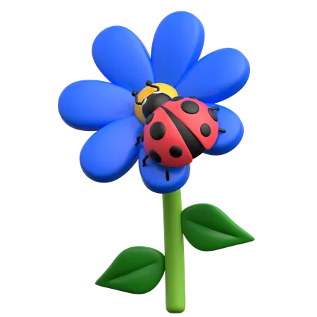 Ladybug On Flower  3D Icon