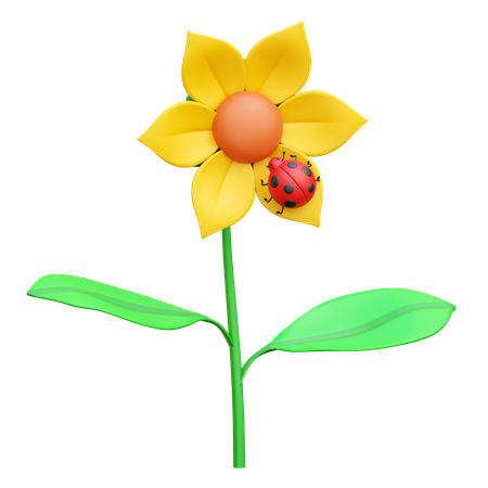 Ladybug on Flower  3D Icon