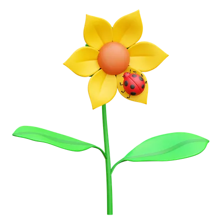 Ladybug on Flower  3D Icon