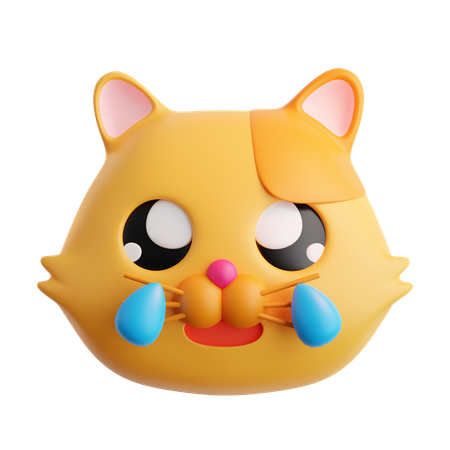 Emoji de gato com lágrima de alegria  3D Icon