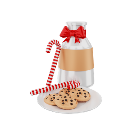 Lait et biscuit  3D Illustration