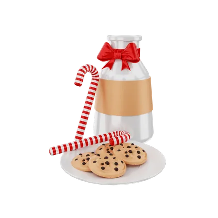 Lait et biscuit  3D Illustration