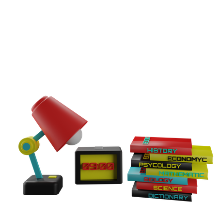 Lamp And Books  3D Icon