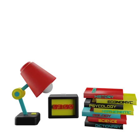 Lamp And Books  3D Icon