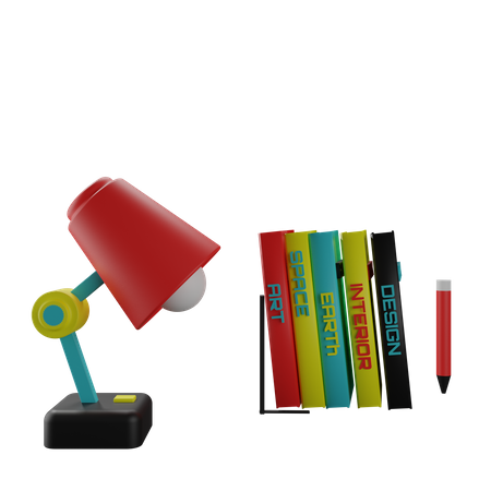 Lamp And Books  3D Icon