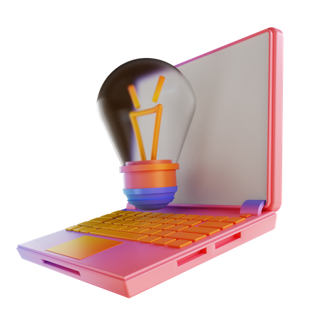 Lamp And Laptop  3D Illustration