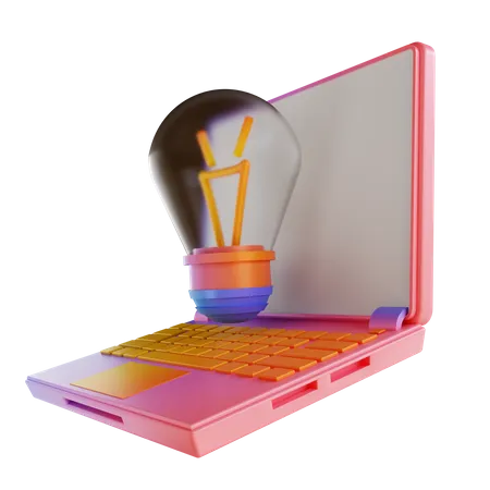 Lamp And Laptop 3D Illustration