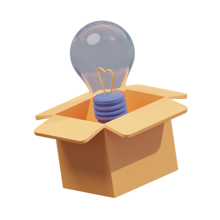 Lamp Bulb And Idea Box  3D Icon