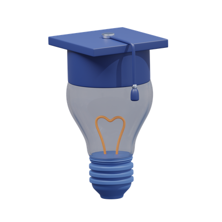 Lamp Bulb With Creativity Hat  3D Icon