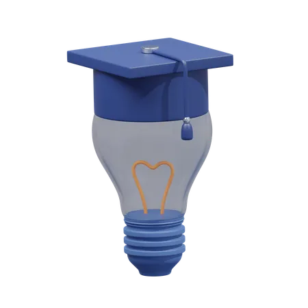 Lamp Bulb With Creativity Hat  3D Icon