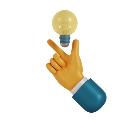 Lamp Holding Hand Gesture  3D Illustration