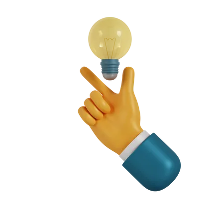 Lamp Holding Hand Gesture  3D Illustration