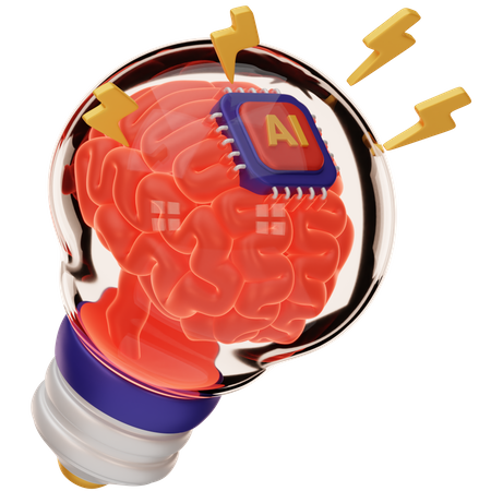 Lâmpada cerebral ai  3D Icon