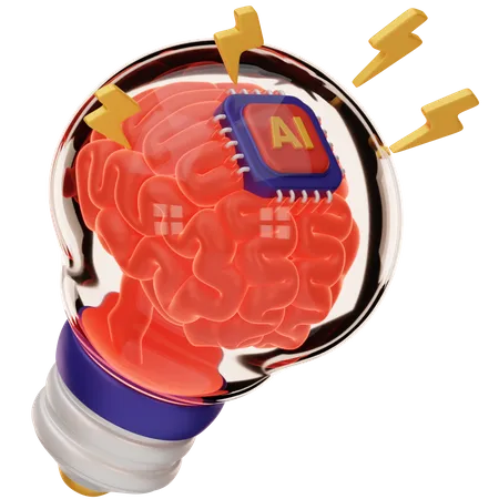 Lâmpada cerebral ai  3D Icon