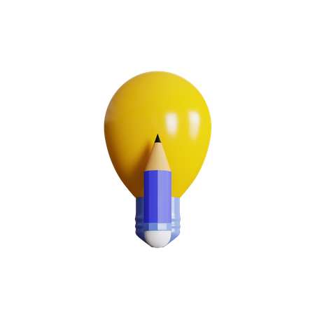 Lâmpada com lápis  3D Icon