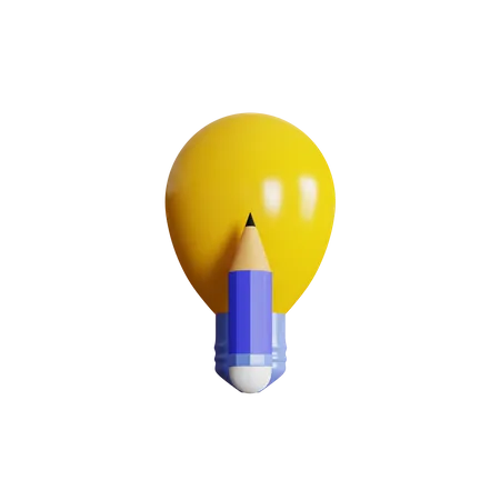 Lâmpada com lápis  3D Icon
