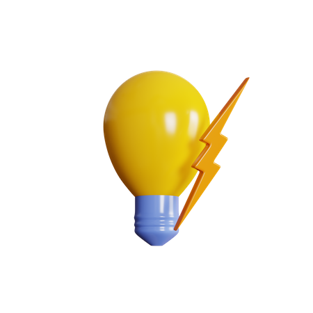 Lâmpada de ideia de relâmpago  3D Icon