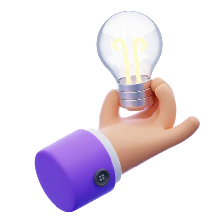 Mão segurando uma lâmpada  3D Icon