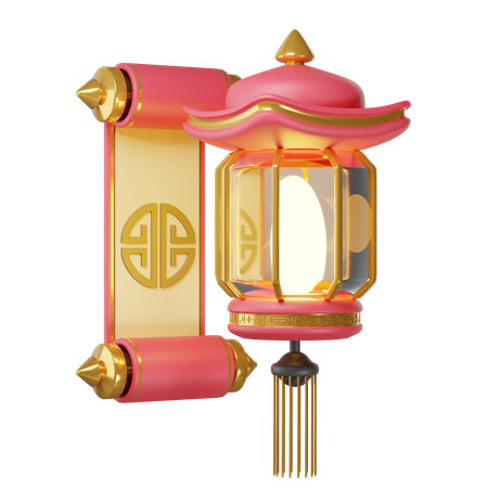 Lampe chinoise et parchemins  3D Icon