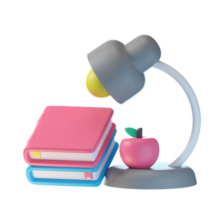 Lampe d'étude et livres  3D Icon