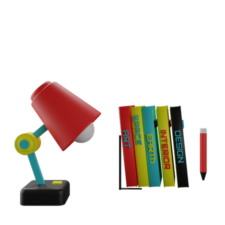 Lampe et livres  3D Icon