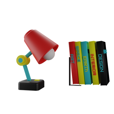 Lampe et livres  3D Icon