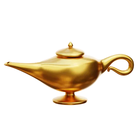 Lampe dorée Aladdin  3D Illustration