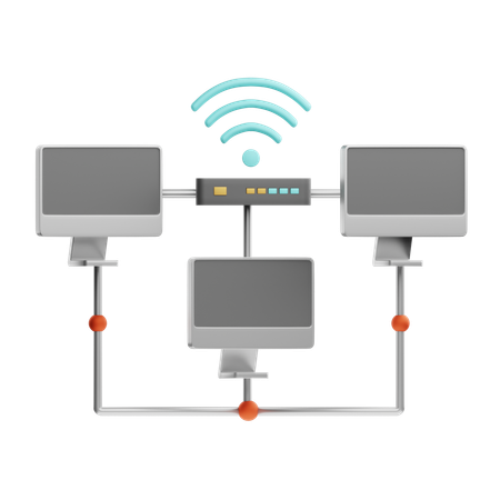 LAN ローカルエリアネットワーク  3D Icon