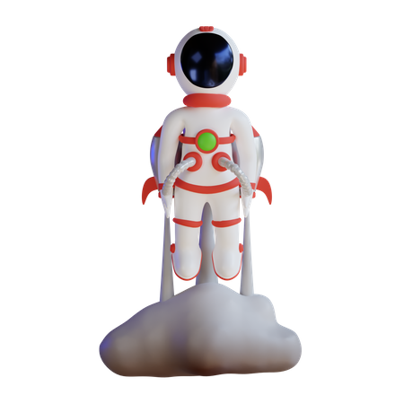 Astronauta sendo lançado no espaço  3D Illustration