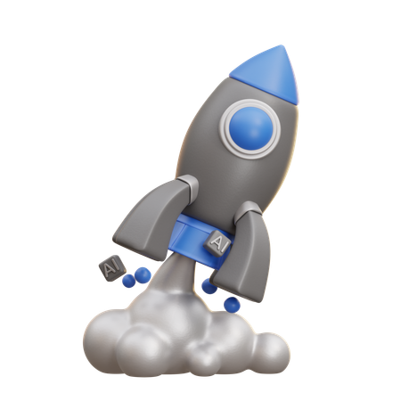 Lançamento de foguete de IA  3D Icon