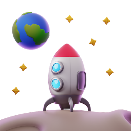 Landing On Moon  3D Icon