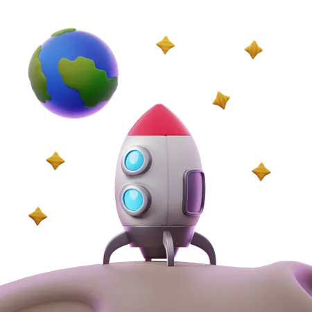 Landing On Moon  3D Icon