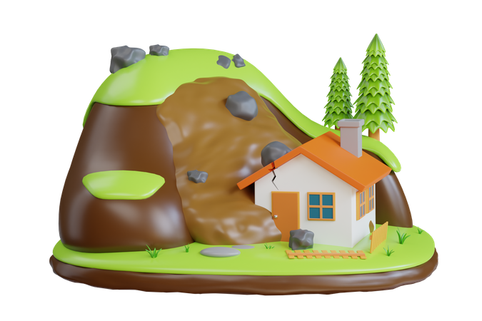 Landslide disaster  3D Icon