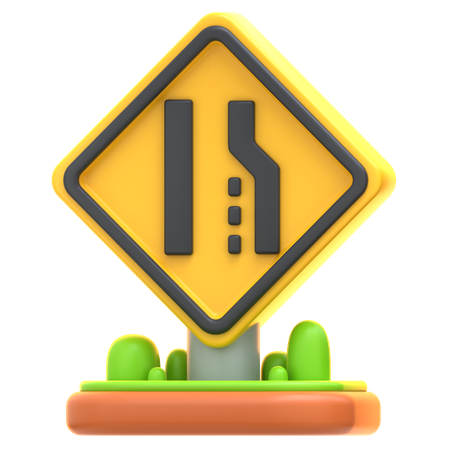 Lane Merge Sign  3D Icon