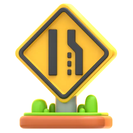 Lane Merge Sign  3D Icon