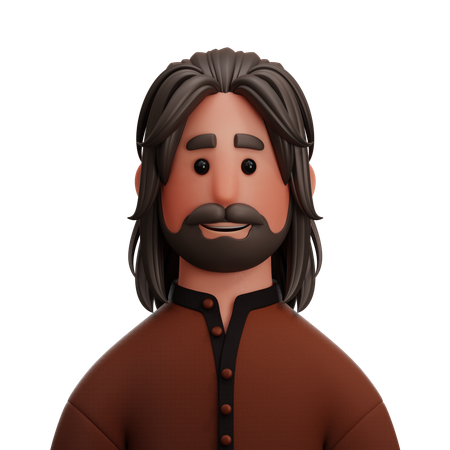 Mann mit langen Haaren  3D Icon