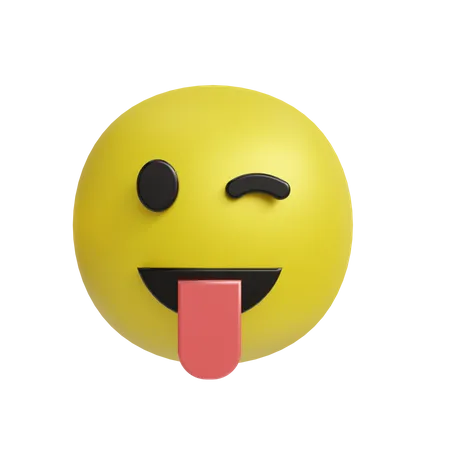 Emoji avec la langue tirée et l'œil qui fait un clin d'œil  3D Icon