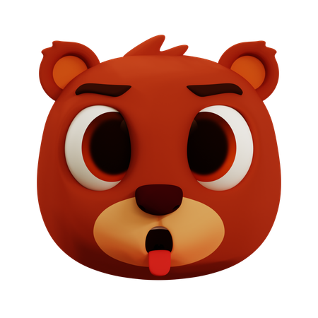 Emoji mignon en langue d'ours  3D Icon