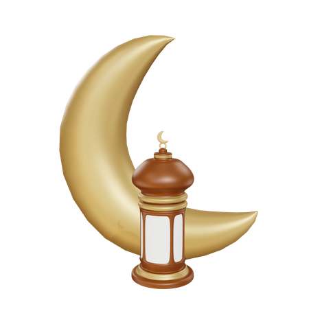 Lantern And Moon  3D Illustration