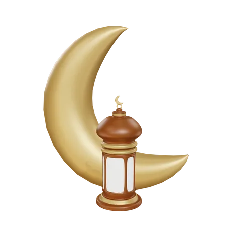 Lantern And Moon  3D Illustration