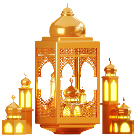 Lantern And Mosque  3D Illustration