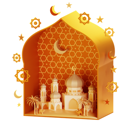 Lantern And Mosque  3D Illustration