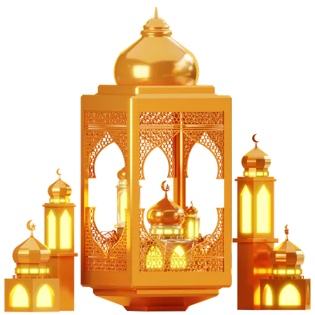 Lantern And Mosque  3D Illustration