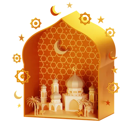 Lantern And Mosque  3D Illustration