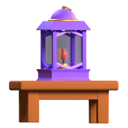 Lantern On Table  3D Icon