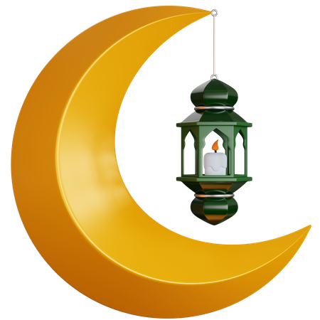 Lantern With Crescent Moon 3D Icon