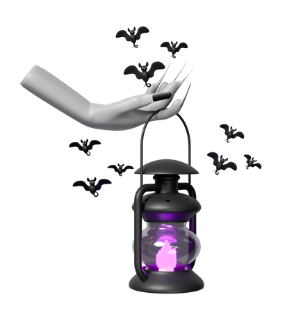 Mão de zumbi segurando uma lanterna  3D Icon