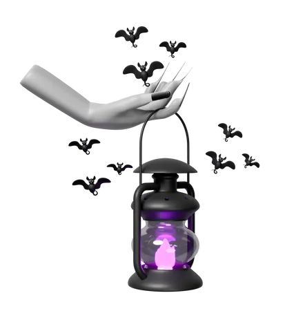 Mão de zumbi segurando uma lanterna  3D Icon