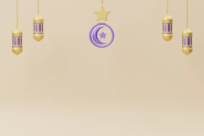 Lanterna da Lua do Ramadã  3D Illustration