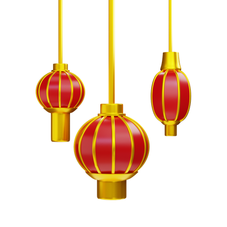 Lanternas Chinesas  3D Illustration